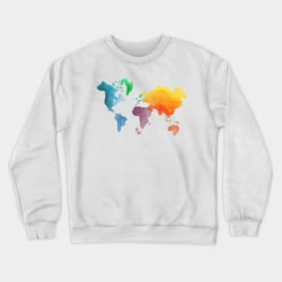 Watercolor earth map, land map, continents map, world map Crewneck Sweatshirt